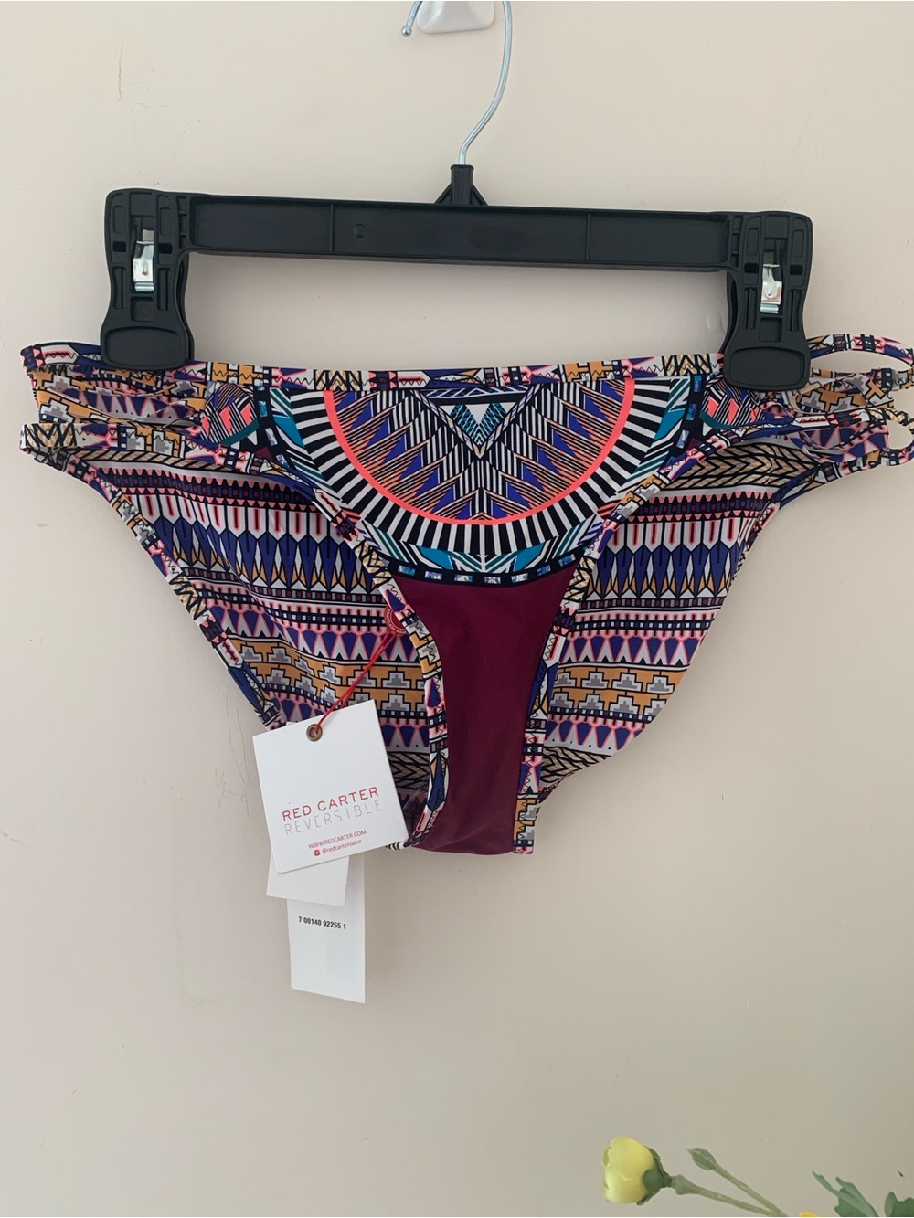 Red Carter Reversible Ruched Hipster Bikini Bottom - Multicolor